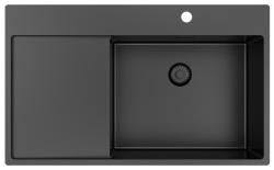 Pure.Sink Exclusivo Gun Metal chiuvetă cu zonă de scurgere 86x52 cm Tapwing dreapta PEX5086RT-61