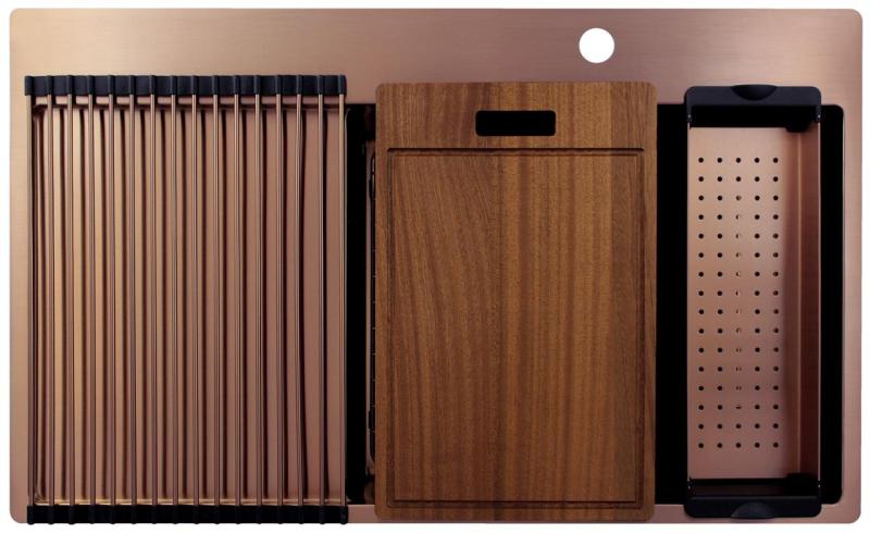 Pure.Sink Exclusivo Chiuvetă de cupru cu zonă de scurgere 86x52 cm Tapwing dreapta PEX5086RT-62