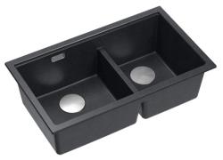 Chiuveta dublă Quadri Newport II Antracit Granit de Suprafață 76x45 cm cu dop din Oțel Inoxidabil 1208971369