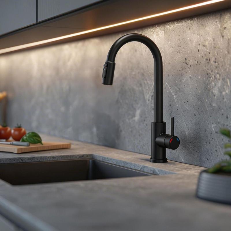 Baterie de bucătărie Quadri Viora Neagră cu 3 căi și o conexiune suplimentară pentru apă filtrată 1208971403
