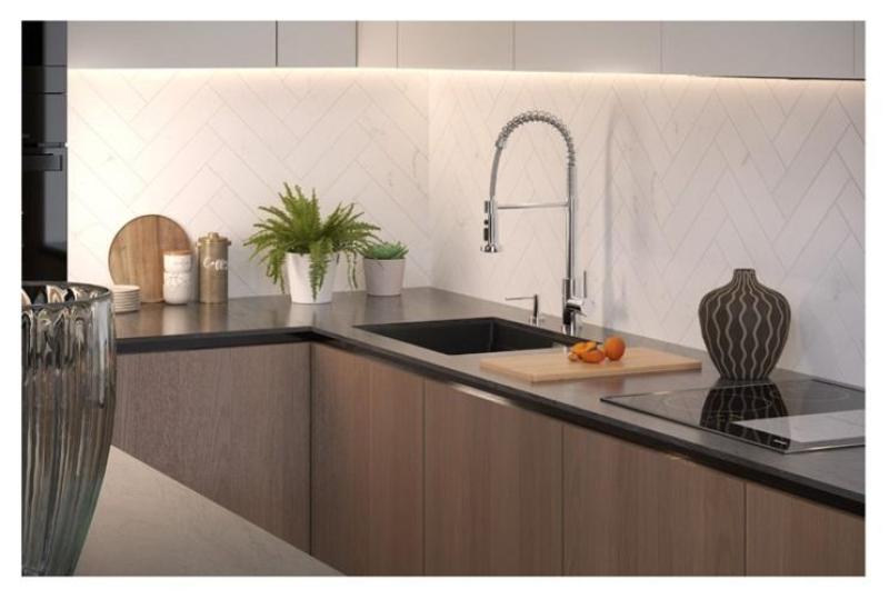 Baterie de bucătărie Quadri Redwick Crom cu gură de scurgere semi-flexibilă și duș cu 2 tipuri de jeturi plus funcție de oprire a apei 1208971412