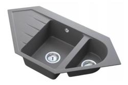 Graniteland Amiata Granit gri cufăr de colț pentru montare pe suprafață 965x496mm cu Plug din oțel inoxidabil 1208971419