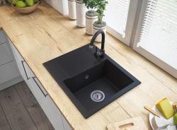Graniteland Nex Chiuvetă neagră din granit cu zona de scurgere 574x464 mm 1208971428
