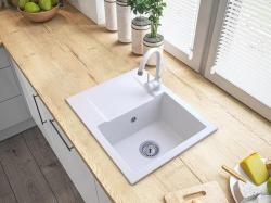 Graniteland Nex Chiuvetă albă de granit cu zonă de scurgere 574x464 mm 1208971430
