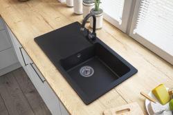 Graniteland Liri Granit Chiuvetă neagră cu zona de scurgere 765x448 mm 1208971438