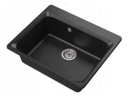 Graniteland Vastone Chiuvetă de granit 619x522 mm Aspect de piatră de arduin Montare cu bancă pentru robinet și dop de oțel inoxidabil 1208971442