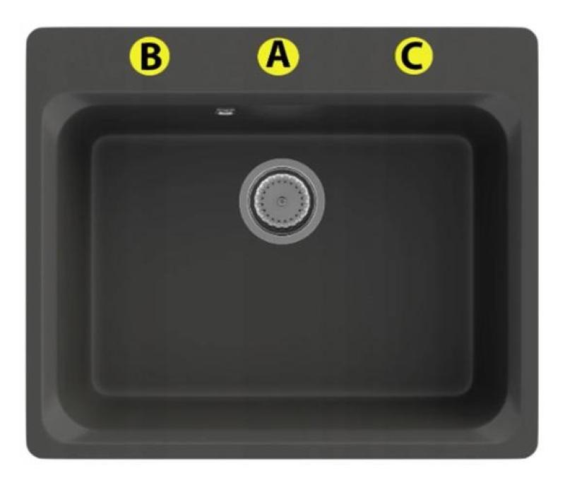 Graniteland Vastone Chiuvetă de granit 619x522 mm Negru de suprafață cu orificiu pentru robinet și dop de inox 1208971443