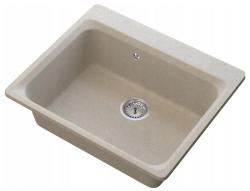 Graniteland Vastone Chiuvetă din granit 619x522 mm Bej de suprafață cu banc pentru robinete și dop din oțel inoxidabil 1208971444