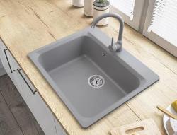 Graniteland Vastone Chiuvetă de granit 619x522 mm Gri Construcție cu gaură pentru robinet și dop RVS 1208971448