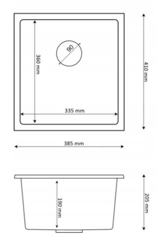 Graniteland Miniva Chiuvetă din granit Bej de sub blat 385x410 mm 1208971451