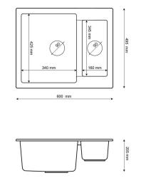 Graniteland Adda Granit Alb 1.5 Chiuveta de Suprafață 600x495mm 1208971455