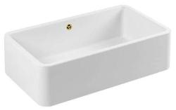 Ausmann Ceramic Mira Chiuveta Ceramică Albă - Submontaj și Intermontaj 795 x 460 mm cu Plug Auriu 1208971466