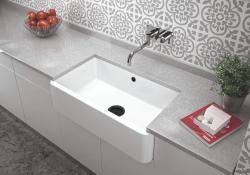 Ausmann Ceramic Mira Chiuvetă ceramică albă - Submontaj și între montaj 795 x 460 mm cu dop negru 1208971469
