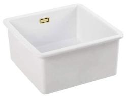 Ausmann Ceramic Ember Chiuveta ceramică albă pătrată de suprafață și de încastrare 40 x 40 cm cu dop auriu 1208971481