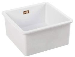 Ausmann Ceramic Ember Chiuvetă ceramică pătrată albă de montaj superior și inferior 40 x 40 cm cu dop de cupru 1208971482
