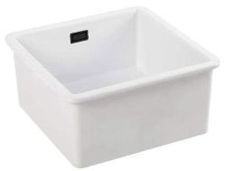Ausmann Ceramic Ember Chiuveta Ceramică Albă Pătrată de Suprafață și Submersibilă 40 x 40 cm cu Dop Negru 1208971484