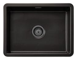 Ausmann Ceramic Ember Chiuvetă Ceramică Mat Negru - Suprafață și Submontare 54 x 40 cm cu Plug Metalic Gun 1208971498