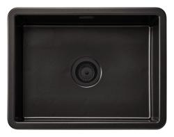 Ausmann Ceramic Ember Chiuvetă ceramică mată neagră - Montare superioară și inferioară 54 x 40 cm cu dop negru 1208971499