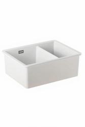 Ausmann Ceramic Ember Chiuveta Ceramică Albă cu O Jumătate de Montare Superioară și Inferioară 535 x 400 mm cu Plugs Negre 1208971509