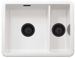 Ausmann Ceramic Ember Chiuveta ceramică albă cu o capacitate de o jumătate de construcție și sub-construcție 495 x 370 mm cu dopuri negre 1208971516