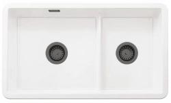 Ausmann Ceramic Ember Chiuveta ceramică albă de o bucată și jumătate montare superioară și inferioară 733 x 401 mm cu dopuri din metal Gun 1208971520