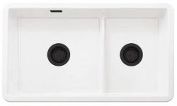 Ausmann Ceramic Ember Chiuvetă Ceramică Albă de O Săpătură și Jumătate Montare Superioră și Inferioară 733 x 401 mm cu Capace Negre 1208971521