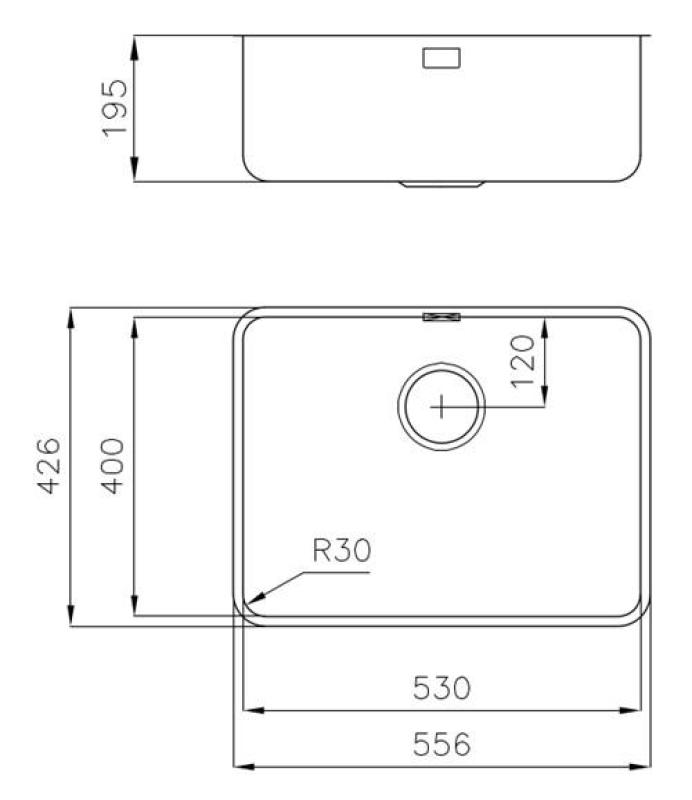 Chiuveta sub blat Foster din inox 53 x 40 cm Submontare 1208971523