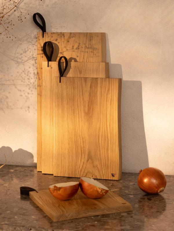 Woodsea Chop-Chop Oak M - Tăietor de stejar 35x24cm cu mâner de piele 1208971540