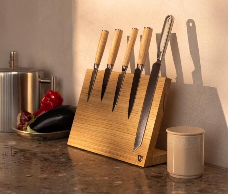 Woodsea Țineți cuțitul meu - Suport de cuțit din stejar Masă 32x22 cm 1208971599