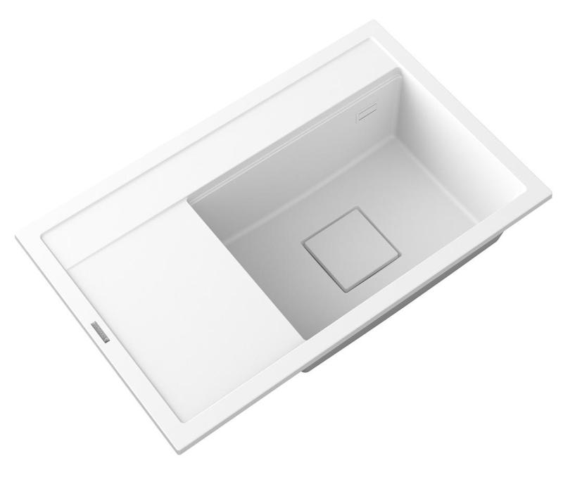 Graniteland Seta Chiuvetă albă din granit suprafață 80x50 cm 1208971618