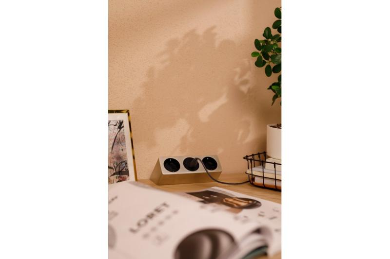 Priză pentru mobilier SOFITO, 2xSHUKO, USB A+C, cablu 1.5 m, oțel inoxidabil