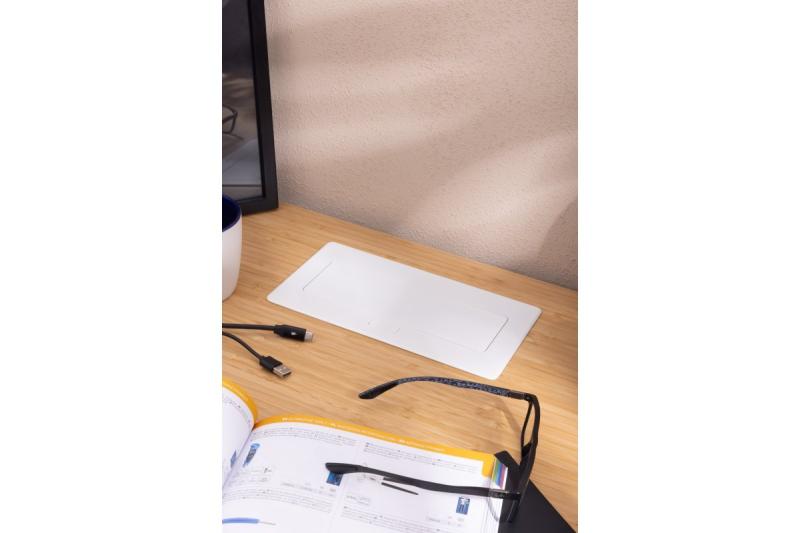 Priză pentru Mobilier MULTISOFT 2x Priză cu Împământare, USB A+C, RJ45, Cablu de Alimentare cu Ștecher, Alb