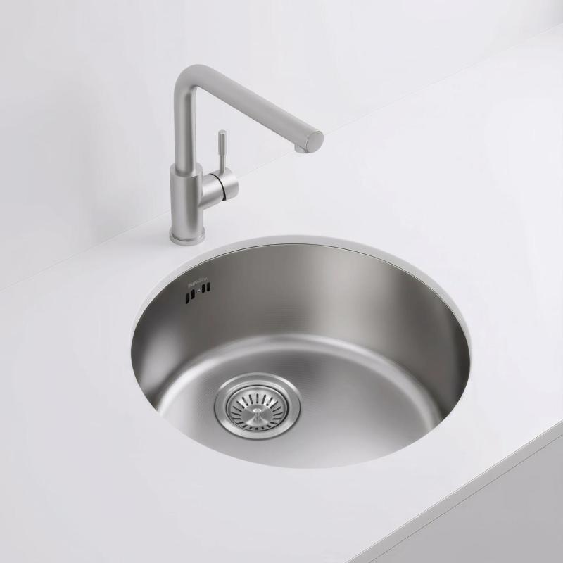 Pure.Sink Rondo Oțel inoxidabil Rotund Chiuvetă încorporată, montare inferioară și superioară 38 cm PRN38-02