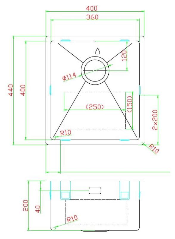 Pure.Sink Luxion PVD Chiuvetă neagră 36x40 cm sub blat, încastrată și montată pe blat PLX3640-63