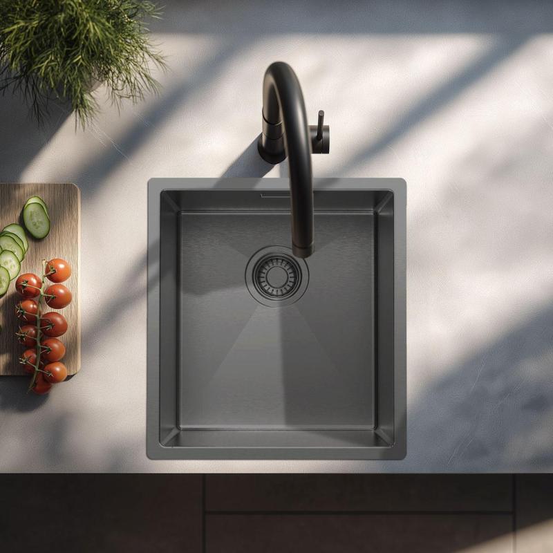 Pure.Sink Luxion Chiuvetă din aliaj de nichel-zinc, 36x40 cm, pentru montare sub blat, încastrată și la suprafață PLX3640-61