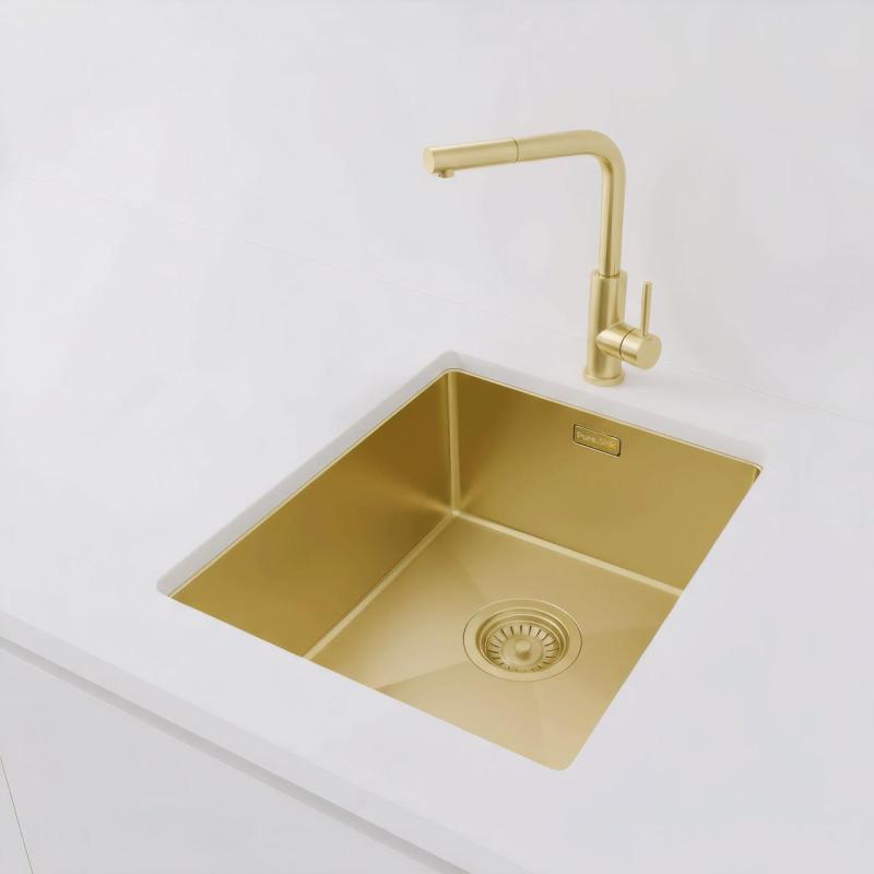 Pure.Sink Luxion Chiuvetă aurie 36x40 cm sub blat, încastrată și montată pe blat PLX3640-60