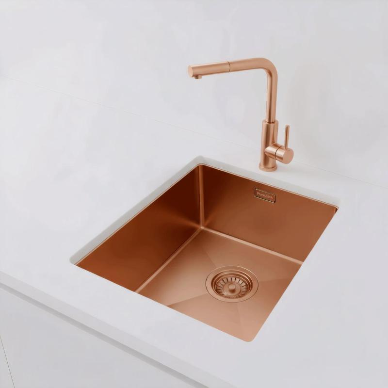 Pure.Sink Luxion Chiuvetă din cupru 36x40 cm sub blat, încastrată și montată pe blat PLX3640-62