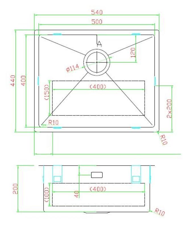 Pure.Sink Luxion PVD Chiuvetă neagră 50x40 cm sub blat, încastrată și montată pe blat PLX5040-63