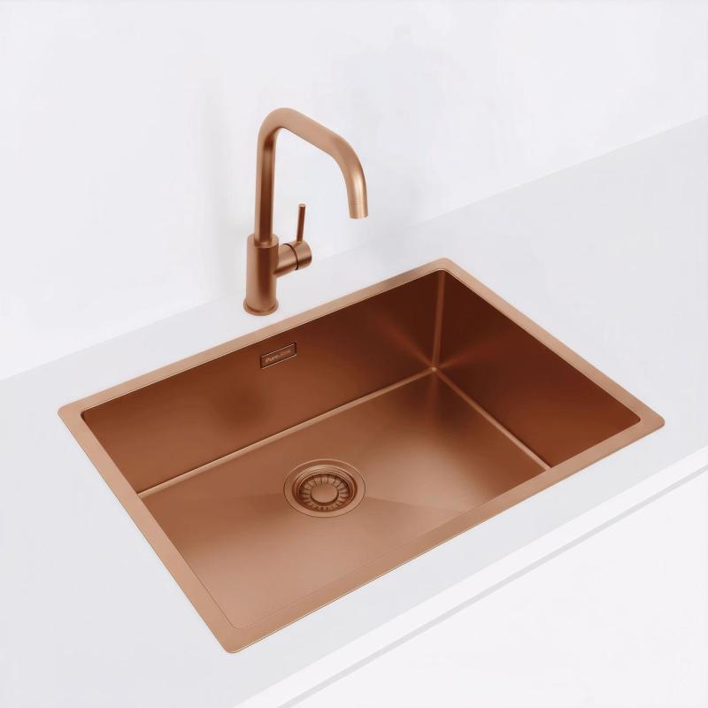 Pure.Sink Luxion Chiuvetă din cupru 55x40 cm sub blat, încastrată și montată pe blat PLX5540-62