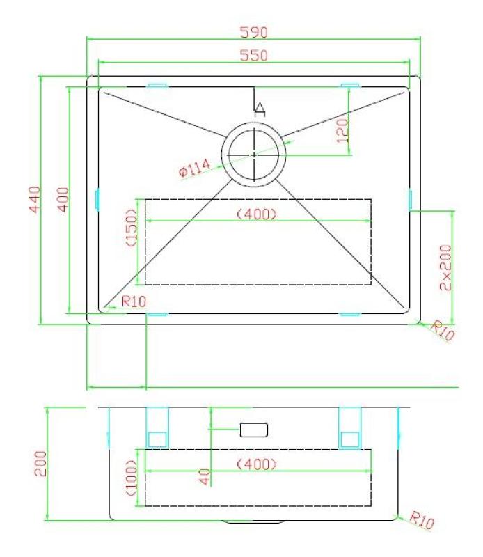 Pure.Sink Luxion Chiuvetă din cupru 55x40 cm sub blat, încastrată și montată pe blat PLX5540-62