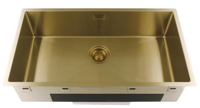 Pure.Sink Luxion Chiuvetă mare din aur 74x40 cm sub blat, încastrată și montată pe blat PLX7440-60