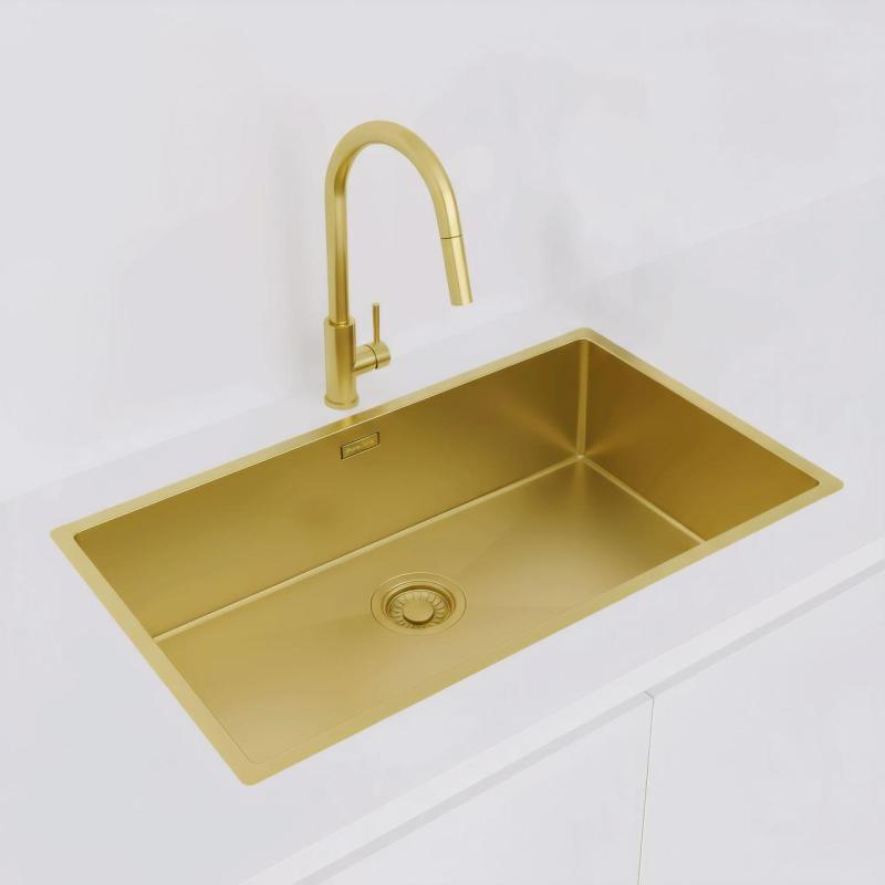 Pure.Sink Luxion Chiuvetă mare aurie 74x40 cm sub blat, încastrată și montată pe blat PLX7440-60
