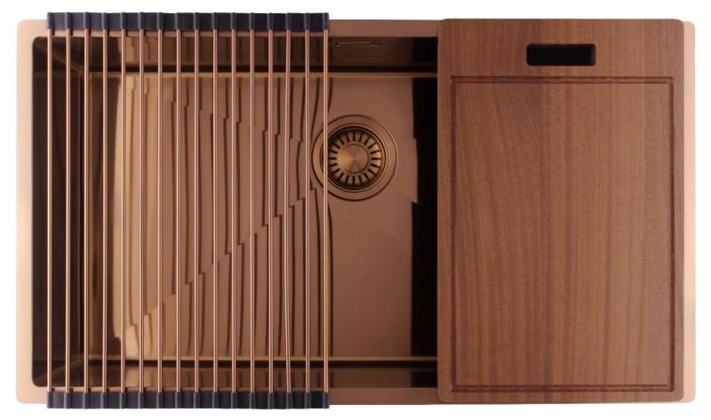 Pure.Sink Luxion Chiuvetă mare din cupru 74x40 cm pentru montare sub blat, încastrată sau montată pe blat PLX7440-62