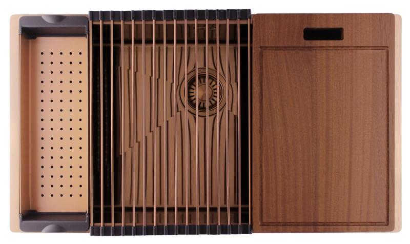 Pure.Sink Luxion Chiuvetă mare din cupru 74x40 cm pentru montare sub blat, încastrată sau montată pe blat PLX7440-62