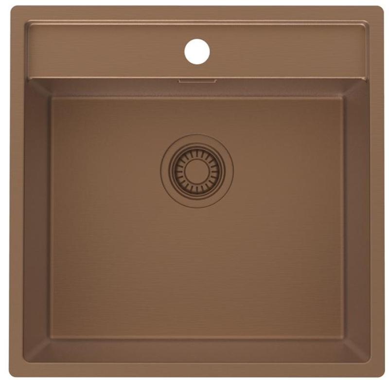 Pure.Sink Luxion Chiuvetă din cupru 51x50 cm Tapwing cu orificiu pentru baterie PLX5150T-62
