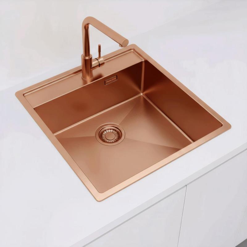 Pure.Sink Luxion Chiuvetă din cupru 51x50 cm Tapwing cu orificiu pentru baterie PLX5150T-62