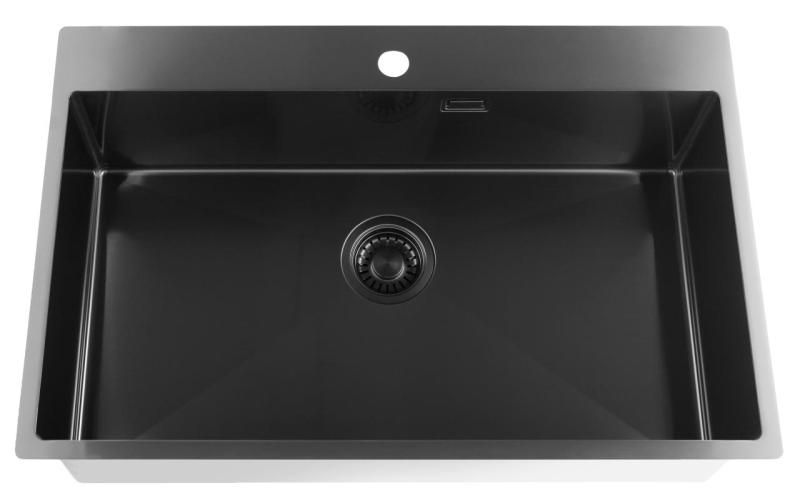 Pure.Sink Luxion PVD Chiuvetă mare neagră 78x50 cm Robinet cu orificiu pentru baterie PLX7850T-63