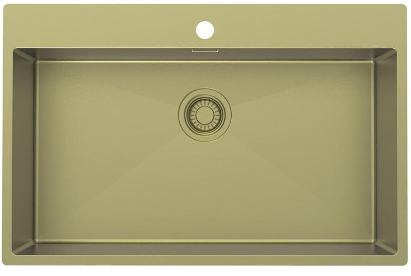Pure.Sink Luxion Chiuvetă mare din auriu 78x50 cm Robinet cu orificiu pentru baterie PLX7850T-60