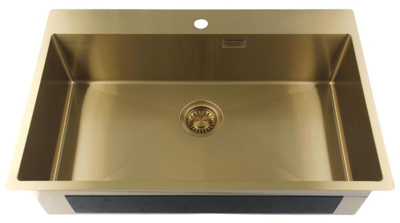 Pure.Sink Luxion Chiuvetă mare din auriu 78x50 cm Robinet cu orificiu pentru baterie PLX7850T-60