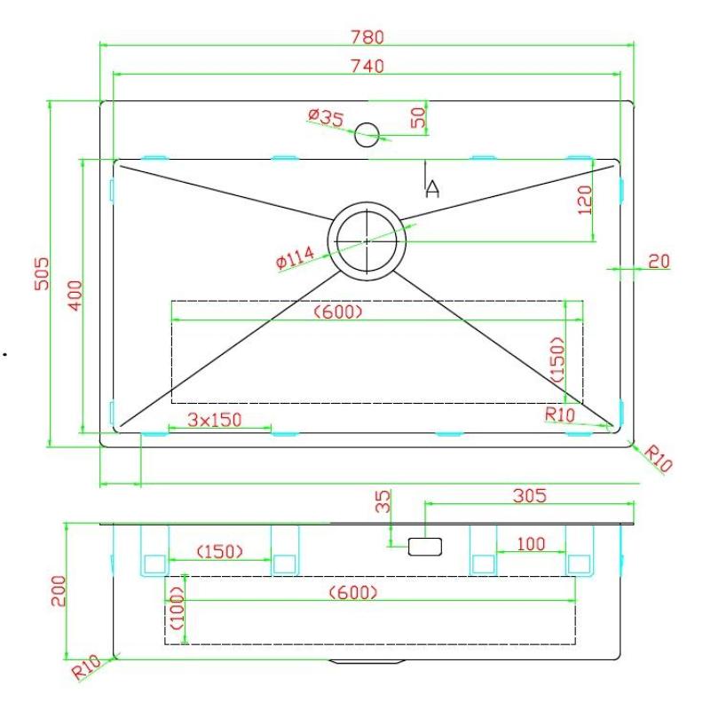 Pure.Sink Luxion Chiuvetă mare din auriu 78x50 cm Robinet cu orificiu pentru baterie PLX7850T-60